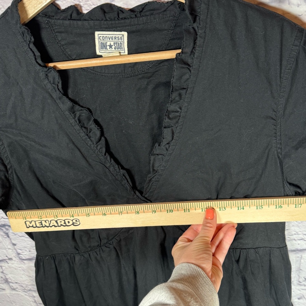 Converse solid black casual dress vneck women’s size large - Picture 10 of 10